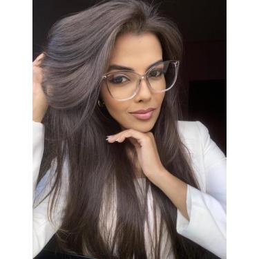 Imagem de Armação Óculos Grau Feminina Gatinho Jaqueline  Óculos Sunrise, Transp