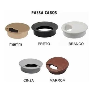 Imagem de Acabamento Passa Fio Mesa Computador 2 Branco 2 Cinza 46mm - comercial