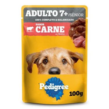 Imagem de Ração Úmida Pedigree Sachê Cão Adulto 7+ Sabor Carne ao Molho 100g, Ca