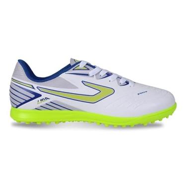 Imagem de Chuteira Topper Liga Society Branco/Azul/Amarelo Neon,40