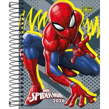 Imagem de Tilibra - Agenda Espiral Diária 11,7 x 16,4 cm Spider-Man 2026 - Fundo Cinza