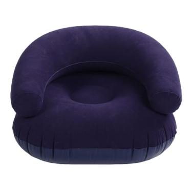 Imagem de Asixxsix Poltronas saco de feijão, cadeira inflável com encosto em forma de U em PVC, sofá inflável preguiçoso, espreguiçadeiras dobráveis portáteis para sala de estar, quarto (Azul escuro)