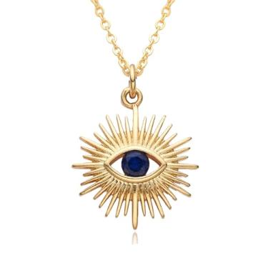 Imagem de Evena Colar de cruz hipoalergênico banhado a ouro 18 K com pingente, Medium, Latão, Sem Pedra Preciosa