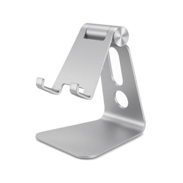 Imagem de Suporte universal de celular para mesa, suporte de celular ajustável prateado, suporte portátil para iPhone 17 16 15 14 13 12 11 Pro Max Plus Air, Galaxy S25 S24, celulares, acessórios de escritório