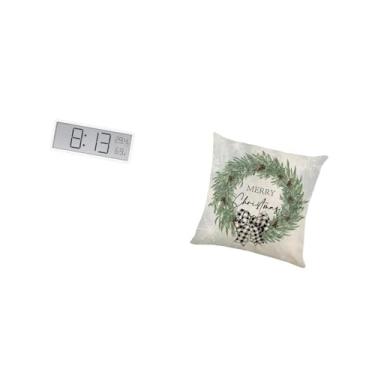 Imagem de Fenteer Relógio de Parede Digital com Visor Grande E Recursos de Temperatura E Umidade para Escritório, Quarto E Capa de Almofada de Natal para Sofá, Decoraçã