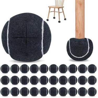 Imagem de Magicorange Pacote com 40 bolas de tênis pré-cortadas a granel para cadeiras, capas de perna de cadeira de bola de tênis de 6,3 cm para móveis bola de proteção de pés para sala de aula (preta, pacote