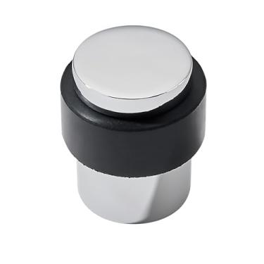 Imagem de KHTUMEWARE Pacote com 2 batentes de porta de chão de 3,8 cm, batente de porta cromado polido, protetor de parede, para-choques de porta comercial, cunha, instalação cilíndrica decorativa, batentes de