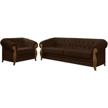 Imagem de Kit Sofa E Poltrona Decorativa Murano Veludo Sl 942 Moll Sl 942 - MOLU