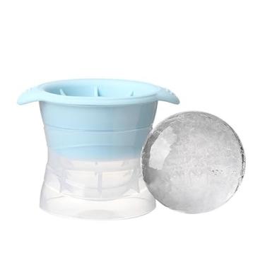 Imagem de Molde de bola de gelo de tamanho grande, forma redonda para cubos de gelo, molde de gelo de silicone, bandeja de gelo para uísque (azul)