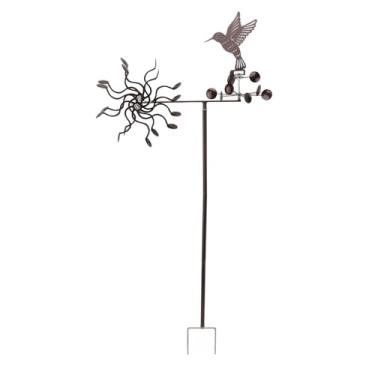 Imagem de GLOGLOW Metal Hummingbird Windmill Spinners para Decorações de Jardim Ao Ar Livre, Ornamentos de Pátio de Rotação Estável