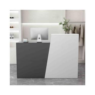 Imagem de Mesa De Escritório Comercial De Varejo Balcão De Recepção Estação De Trabalho De Balcão De Computador Mesa De Recepcionista Mesa De Recepção Com Gav, Grey, RIGHT_80CM/31.5IN