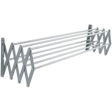 Imagem de Varal Sanfonado De Parede RetráTil, AlumíNio, Gancho De Parede Para Varal, Ideal Para EspaçOs Pequenos(100CM)