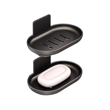 Imagem de Porta-sabonete de alumínio, caixa de sabão, montagem na parede sem perfuração(Preto*2)