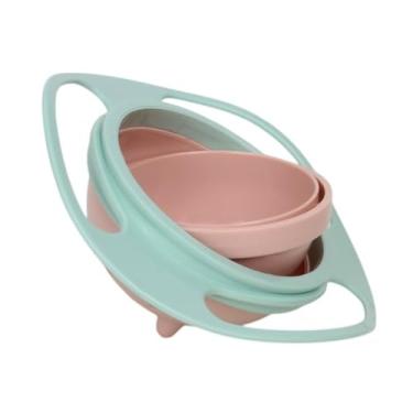 Imagem de Prato Mágico Giratório - Pratinho Giro Bowl 360º com Tampa Colorido - Seguro e Divertido para Crianças. Não Deixa o Alimento do Bebe Cair (Verde/Laranja)