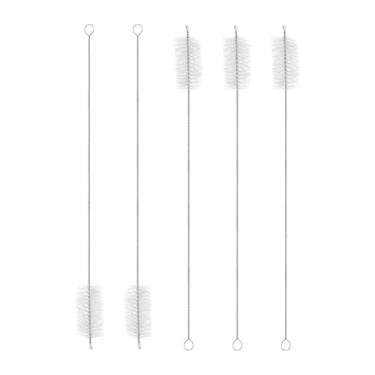 Imagem de HARFINGTON Conjunto de escovas de limpeza de palha, aço inoxidável 304 de comprimento 304 e cerdas de nylon para garrafa de água, tubos de copo de canudo de silicone, branco (25 mm OD, conjunto de 5