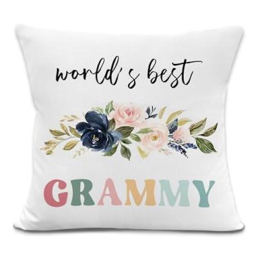 Imagem de laveliabel World's Best Grammy Fronhas de almofada 45,7 x 45,7 cm, para vovó, presentes de Grammy, capas de almofada decorativas para presente de avó, capa de almofada para casa, sofá, decoração de