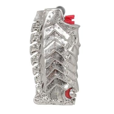 Imagem de HUMWE Estojo de metal resistente de 122 g para isqueiro, bolsa de manga para isqueiro BIC tamanho completo J6 ornamento criativo (prata)