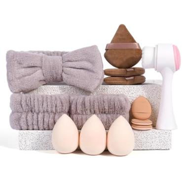 Imagem de Conjunto de ferramentas versáteis de maquiagem e cuidados com a pele: 6 puffs, 3 liquidificadores de beleza, massageador de limpeza facial e mais