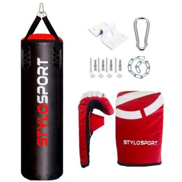 Imagem de Saco de pancada stylo 120 + luva bate saco adulto + suporte - STYLO SP