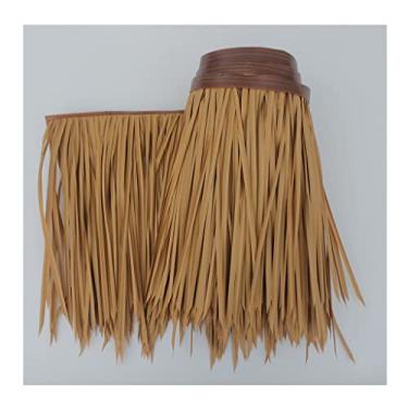 Imagem de Rolos de palha de palmeira telha de palha artificial palha simulação de palha telha de palha artificial PE cabelo grama retardante de chamas plástico palha gazebo telhado de palha (amarelo b, 0,5 x 1