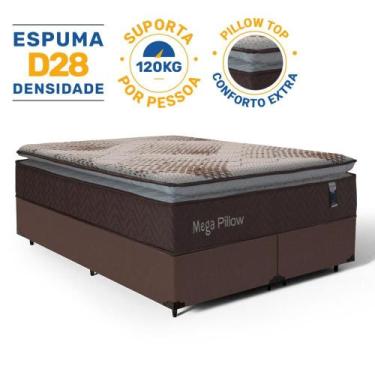 Imagem de Cama Box com Colchão de Espuma Mega Pillow Queen 158 cm - Lucas Colchõ