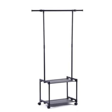 Imagem de Cabideiro Arara De Roupa 2 Prateleiras Sapateira Organizador Varal Gua