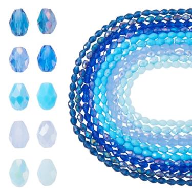 Imagem de FASHEWELRY 650 peças de contas de vidro facetadas em gota para candelabros sinos de vento, apanhadores de sol, contas de cristal de gota de água transparente para bricolage, pulseira, brinco, joias