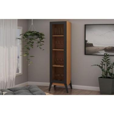 Imagem de Cristaleira Sala Jantar Malta c/ 1 Porta c/ Vidro Cinamomo - Genialflex