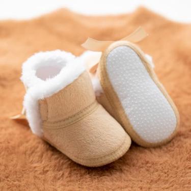 Imagem de Botas de pelúcia para bebês bebês meninas meninos aconchegantes sapatos de camurça para neve pré-andador antiderrapante para bebês recém-nascidos, A02 Cáqui, 12-18 Months Toddler