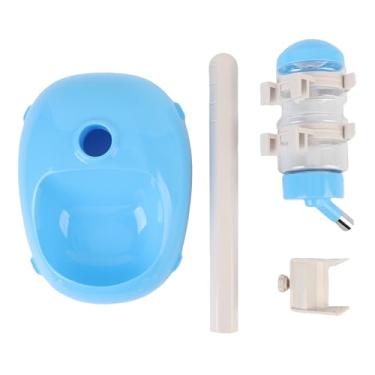 Imagem de QANYEGN Dispensador de água para animais de estimação, tigela ereta para cães e gatos com altura ajustável, capacidade de 500ml, alimentador automático de água para cães e gatos (Azul)