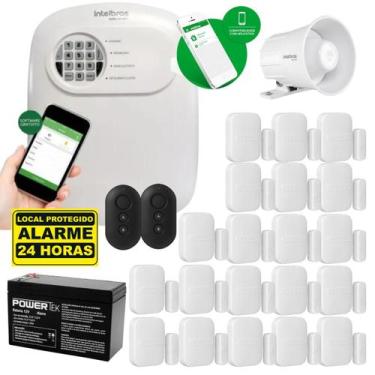 Imagem de Kit Alarme Intelbras Monitorado  Celular 20 Sensor Sem Fio