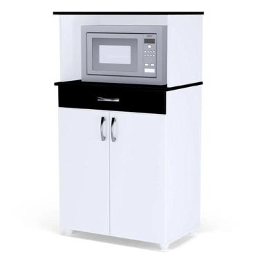 Imagem de Balcão Gabinite De Microondas 2 Portas Ajl Móveis Branco Preto Flex