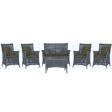 Imagem de Jogo Sofá 4 Poltronas E Mesa Igapó Marrom E13 Trama Original Prata