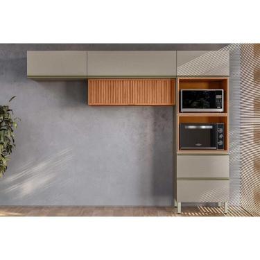 Imagem de Cozinha Completa Proença 3 Peças (2aéreos+1torrequente) C3p66 Nogueira Touch-nude Prime - Demóbile