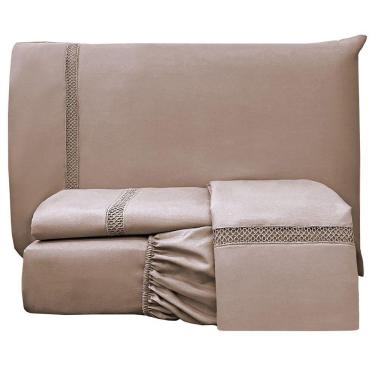 Imagem de Jogo De Cama Lençol King Apolo Micropercal 300 Fios - Chocolate - 100% Poliéster