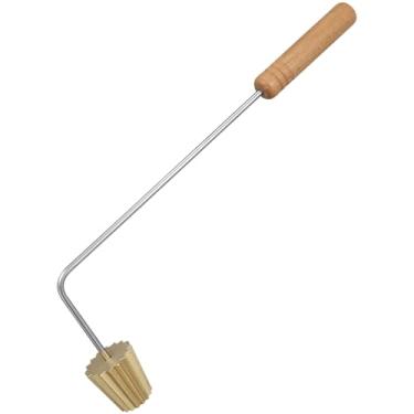 Imagem de IMIKEYA Conjunto de ferro de roseta dourada pequena com alça - para fazer biscoitos suecos - Molde de madeira de faia para pizzelas e sobremesas fritas para assar em casa e petiscos exclusivos