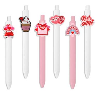 Imagem de Crahalen Canetas de coração, canetas de gel pretas I Love You, caneta branca e rosa, presentes para namorada, presente de aniversário de casamento, presentes fofos para mulheres, esposa, presente de