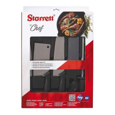 Imagem de Kit De Facas Chef Com Cutelo Preto 6 Peças Bkk-6B1 Starrett