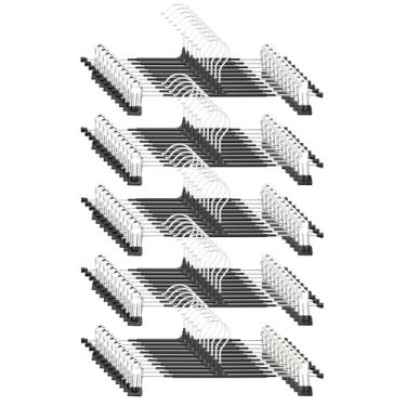 Imagem de Cabides para calças com clipes – Pacote com 50 cabides de saia resistentes, antiderrapantes ajustáveis para economizar espaço, para calças, jeans, shorts | Preto | 30 cm