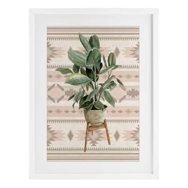 Imagem de Stupell Industries Aztec Planter Impressão emoldurada de bétula exuberante sob vidro, design de Cindy Jacobs, 20 x 14