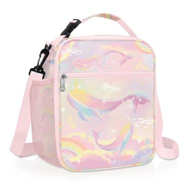 Imagem de Clastyle Lancheira térmica infantil com isolamento de animais marinhos grande para bebê, piquenique, escola, lancheira infantil, baleia rosa
