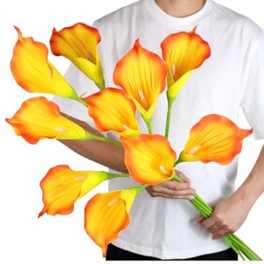 Imagem de Pacote com ramos de flores artificiais grandes de 25,4 a 76,2 cm de espuma de poliuretano, para buquê de casamento, decoração de casa, dia das mães, aniversário e dia dos namorados (amarelo - 10 peças