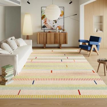 Imagem de Tapete de pelúcia para decoração de quarto, estilo moderno, para sala de estar, macio e fofo, tapete de pelúcia grosso para casa (120x160 cm/D)