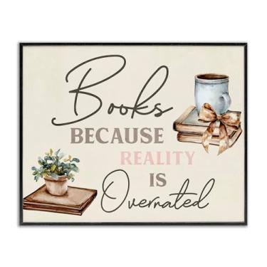 Imagem de Stupell Industries Books Because Reality Overrated Black Framed Giclee Art, design by Kim Allen, 16 x 20