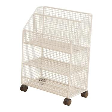 Imagem de Generic Carrinho de arquivo com rodinhas, carrinho organizador de arquivos embaixo da mesa, estante móvel multifuncional para organização de roupas artesanais, Branco 3 Camadas