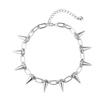Imagem de Colar de corrente punk para fantasia de Halloween, gargantilhas góticas, góticas, para cosplay, Halloween, acessórios de prata, bijuterias, colares para mulheres, homens, grunge, anos 2000