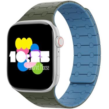 Imagem de Pulseira magnética de silicone para Apple Watch Ultra 1, 2, 3, séries 11, 10, 9, 8, 7, 6 (49/46/45/44/42 mm) – pulseira ajustável para Apple Watch com ímãs – lindas pulseiras femininas para Apple