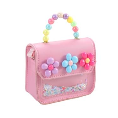 Imagem de Dhshrxd Bolsa infantil para meninas com flores, bolsa tiracolo para meninas, presentes de aniversário para crianças de 3 a 8 anos (rosa)