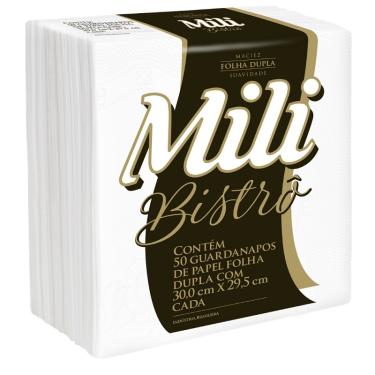 Imagem de Guardanapo Mili Bistrô Folha Dupla  30x29,5 cm pacote c/50