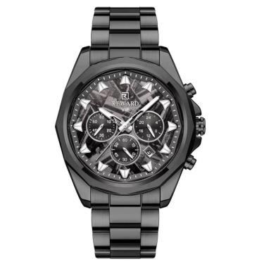 Imagem de Relógio De Aço Inoxidável Masculino Com Cronógrafo à Prova D´agua Preto